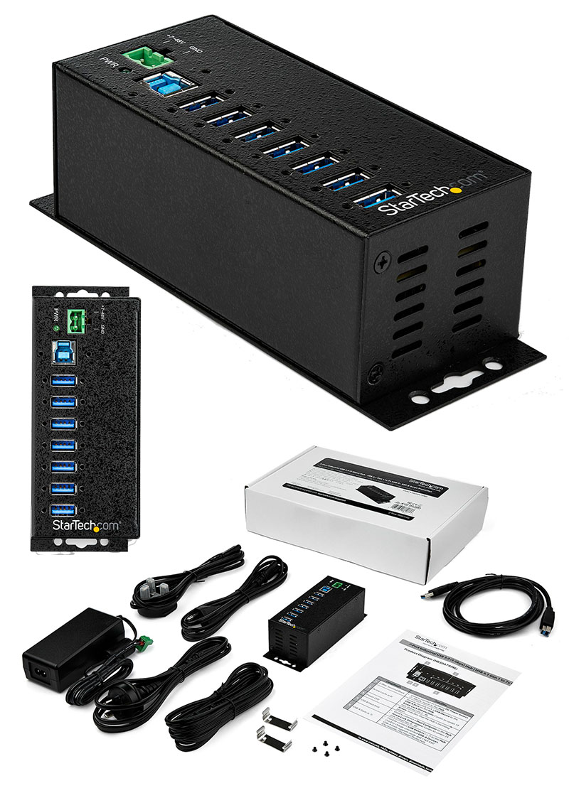 Startech HB30A7AME USB 3.0 Hub (Industrial, Metall, 350W)